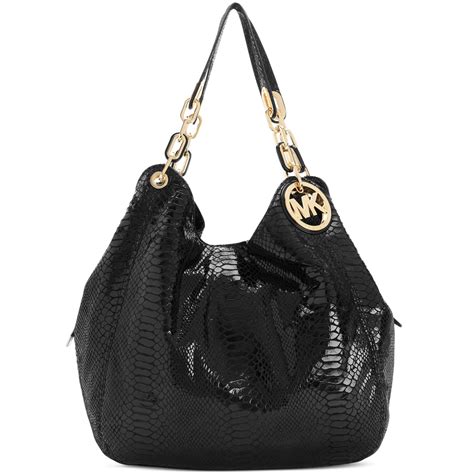 michael michael kors in black|Michael Kors black patent tote.